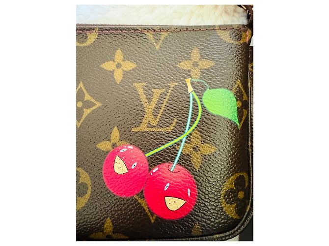 Louis Vuitton x Takashi Murakami Pochette Accessoires Cerises Marrone Rosso - vista 4