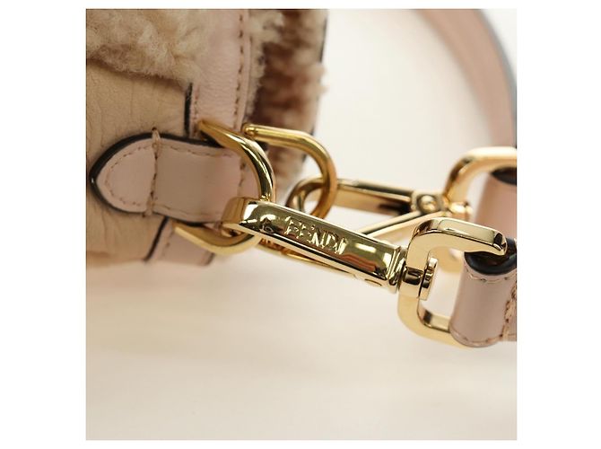 Borsa a tracolla FENDI Mamma Baguette Mouton Beige Gold Auth 187191SAV D'oro - vista 11