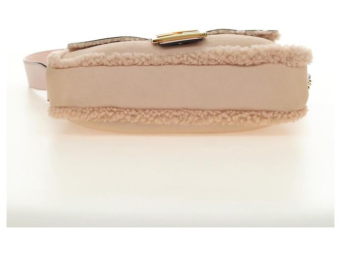 Borsa a tracolla FENDI Mamma Baguette Mouton Beige Gold Auth 187191SAV D'oro - vista 12