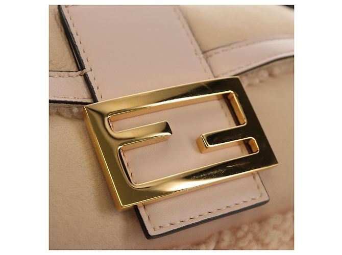Borsa a tracolla FENDI Mamma Baguette Mouton Beige Gold Auth 187191SAV D'oro - vista 17