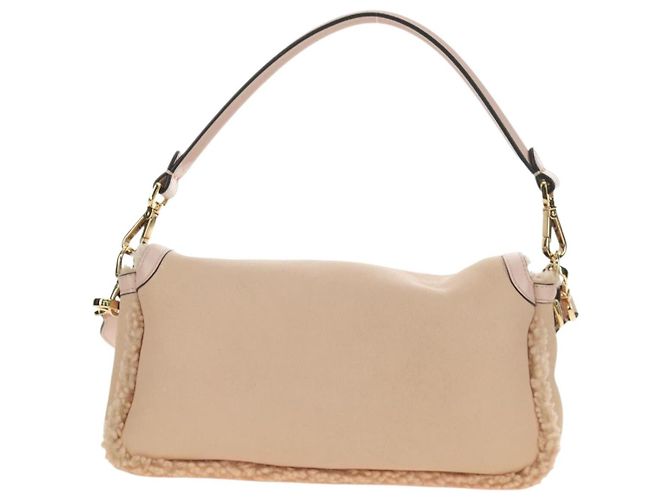 Borsa a tracolla FENDI Mamma Baguette Mouton Beige Gold Auth 187191SAV D'oro - vista 3
