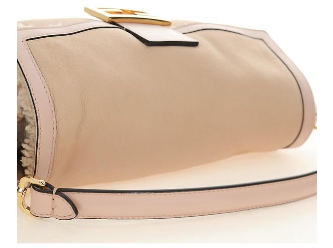 Borsa a tracolla FENDI Mamma Baguette Mouton Beige Gold Auth 187191SAV D'oro - vista 6