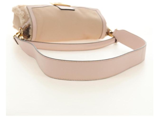 Borsa a tracolla FENDI Mamma Baguette Mouton Beige Gold Auth 187191SAV D'oro - vista 9