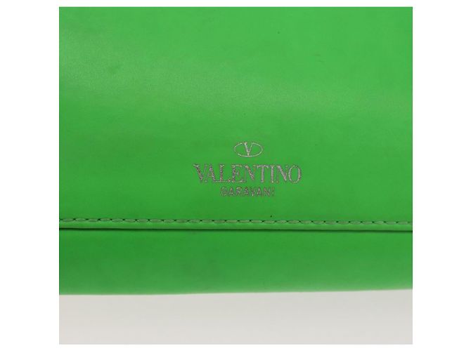 Borsa a tracolla VALENTINO in pelle verde argento Auth bs35697 - vista 17