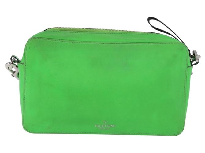 Borsa a tracolla VALENTINO in pelle verde argento Auth bs35697 - vista 2