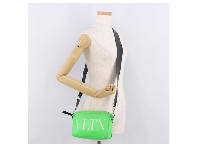 Borsa a tracolla VALENTINO in pelle verde argento Auth bs35697 - vista 20
