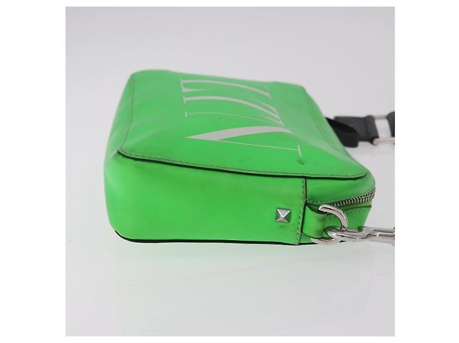 Borsa a tracolla VALENTINO in pelle verde argento Auth bs35697 - vista 3