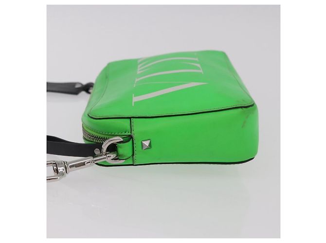 Borsa a tracolla VALENTINO in pelle verde argento Auth bs35697 - vista 4