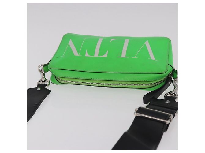 Borsa a tracolla VALENTINO in pelle verde argento Auth bs35697 - vista 6