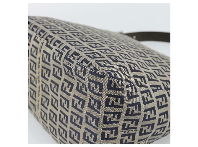 Borsa a tracolla FENDI Mamma Baguette Zucchino Canvas Navy Silver Auth 187922V Argento Blu navy - vista 12