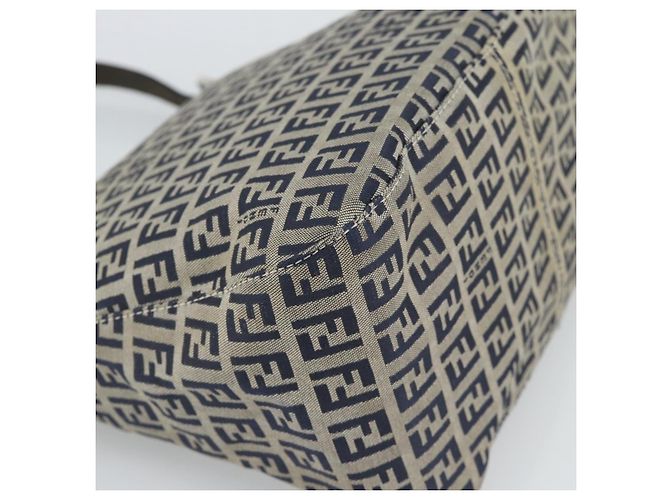 Borsa a tracolla FENDI Mamma Baguette Zucchino Canvas Navy Silver Auth 187922V Argento Blu navy - vista 13