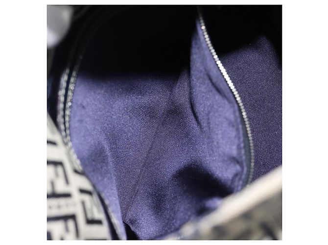 Borsa a tracolla FENDI Mamma Baguette Zucchino Canvas Navy Silver Auth 187922V Argento Blu navy - vista 20