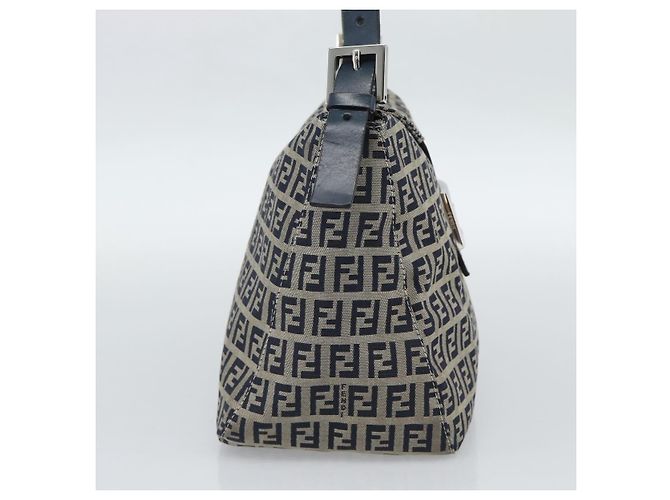 Borsa a tracolla FENDI Mamma Baguette Zucchino Canvas Navy Silver Auth 187922V Argento Blu navy - vista 4