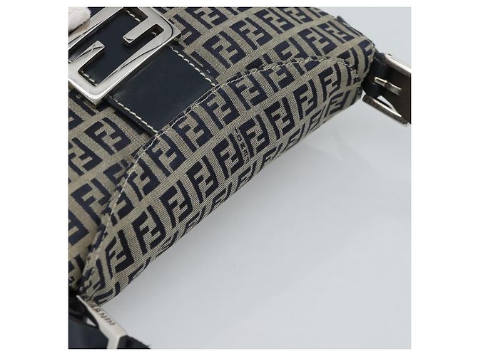 Borsa a tracolla FENDI Mamma Baguette Zucchino Canvas Navy Silver Auth 187922V Argento Blu navy - vista 6