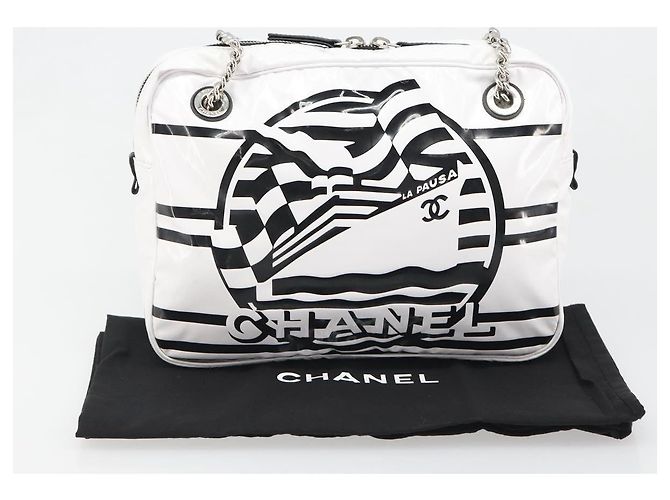 CHANEL La Pausa Chain Bag Patent leather White Silver CC Auth BA13516SAM Argento Bianco - vista 26