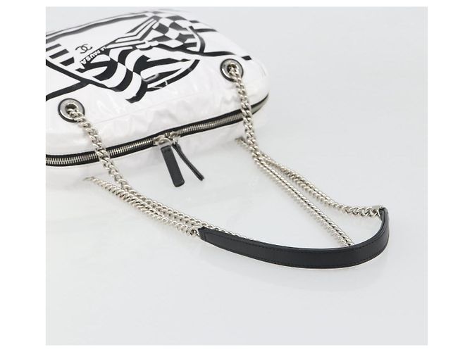 CHANEL La Pausa Chain Bag Patent leather White Silver CC Auth BA13516SAM Argento Bianco - vista 7
