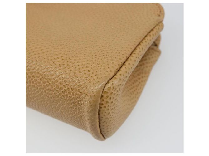 Pochette CHANEL Caviar Skin Beige Gold CC Auth 187168 D'oro - vista 10