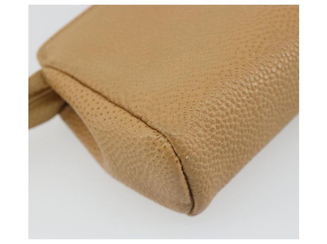 Pochette CHANEL Caviar Skin Beige Gold CC Auth 187168 D'oro - vista 11
