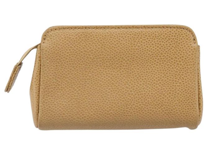 Pochette CHANEL Caviar Skin Beige Gold CC Auth 187168 D'oro - vista 3