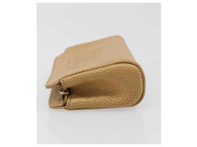 Pochette CHANEL Caviar Skin Beige Gold CC Auth 187168 D'oro - vista 5