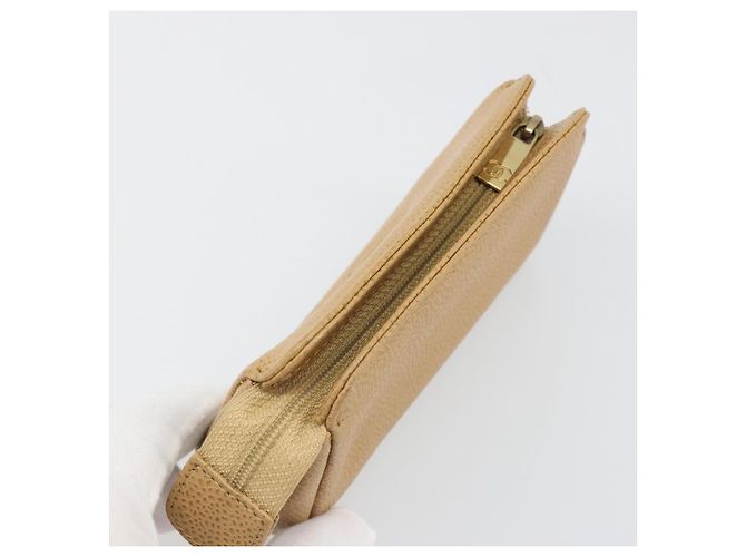 Pochette CHANEL Caviar Skin Beige Gold CC Auth 187168 D'oro - vista 6