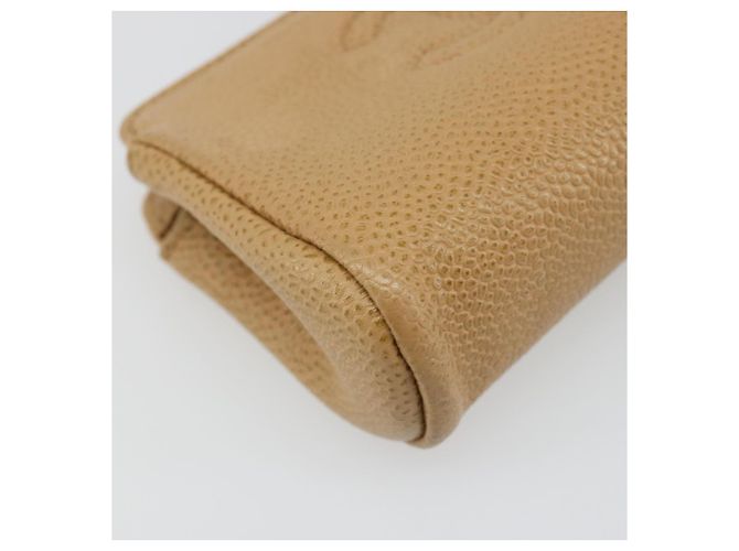 Pochette CHANEL Caviar Skin Beige Gold CC Auth 187168 D'oro - vista 9