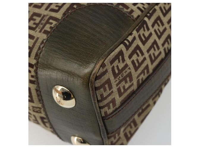 Borsa a Spalla FENDI Zucchino Canvas Beige Oro 8BR531 Auth 186711V D'oro - vista 10