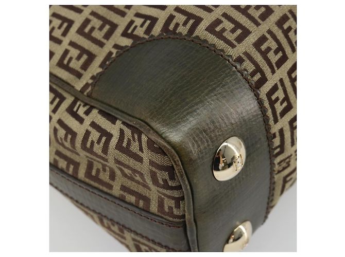 Borsa a Spalla FENDI Zucchino Canvas Beige Oro 8BR531 Auth 186711V D'oro - vista 13