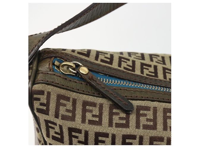 Borsa a Spalla FENDI Zucchino Canvas Beige Oro 8BR531 Auth 186711V D'oro - vista 14