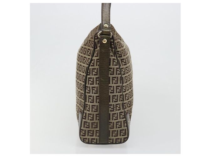 Borsa a Spalla FENDI Zucchino Canvas Beige Oro 8BR531 Auth 186711V D'oro - vista 5