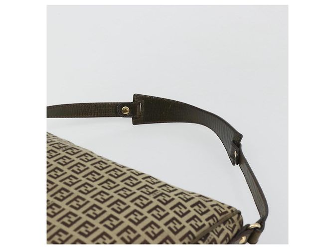Borsa a Spalla FENDI Zucchino Canvas Beige Oro 8BR531 Auth 186711V D'oro - vista 8