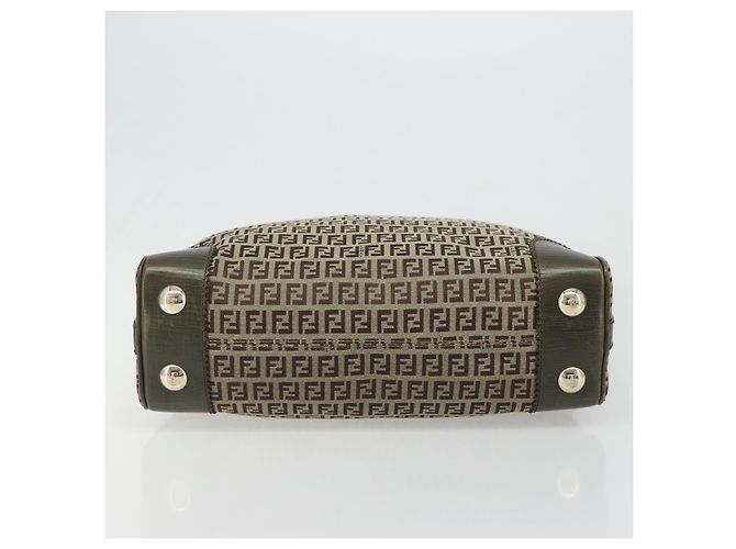 Borsa a Spalla FENDI Zucchino Canvas Beige Oro 8BR531 Auth 186711V D'oro - vista 9