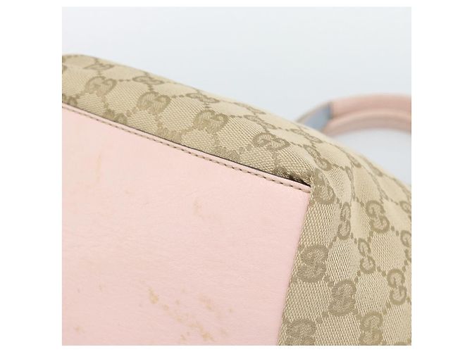 Borsa GUCCI GG Canvas Beige Oro 131228 Auth 186594 D'oro - vista 10