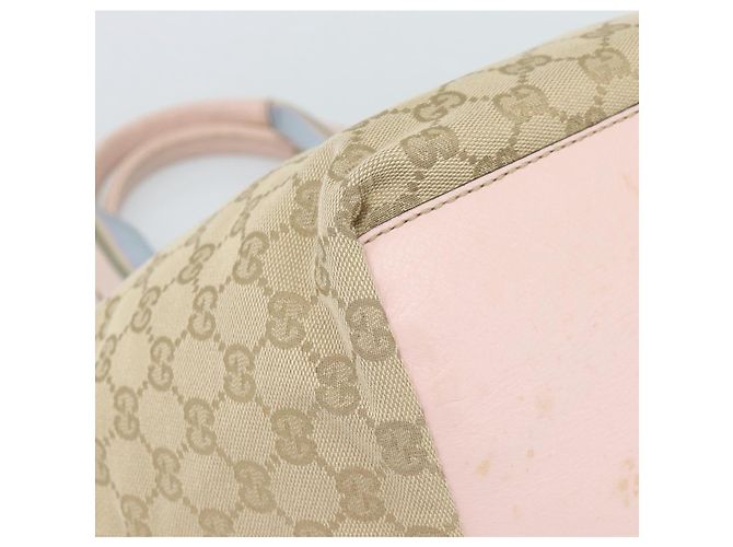 Borsa GUCCI GG Canvas Beige Oro 131228 Auth 186594 D'oro - vista 11