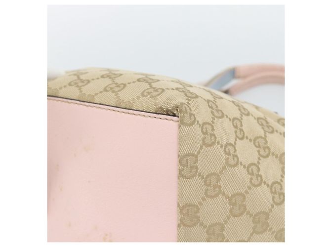 Borsa GUCCI GG Canvas Beige Oro 131228 Auth 186594 D'oro - vista 12