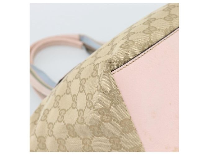 Borsa GUCCI GG Canvas Beige Oro 131228 Auth 186594 D'oro - vista 13