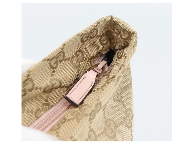 Borsa GUCCI GG Canvas Beige Oro 131228 Auth 186594 D'oro - vista 14