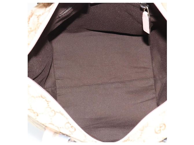 Borsa GUCCI GG Canvas Beige Oro 131228 Auth 186594 D'oro - vista 16