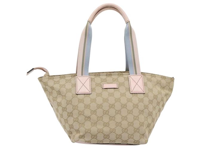 Borsa GUCCI GG Canvas Beige Oro 131228 Auth 186594 D'oro - vista 2