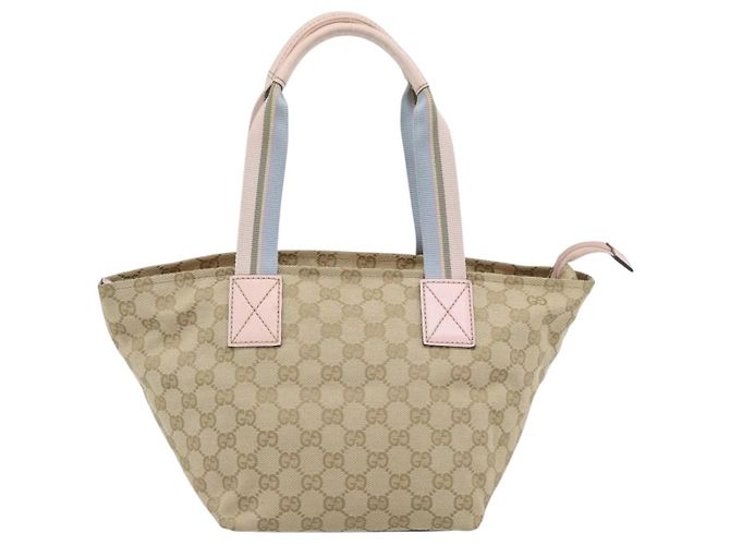 Borsa GUCCI GG Canvas Beige Oro 131228 Auth 186594 D'oro - vista 3