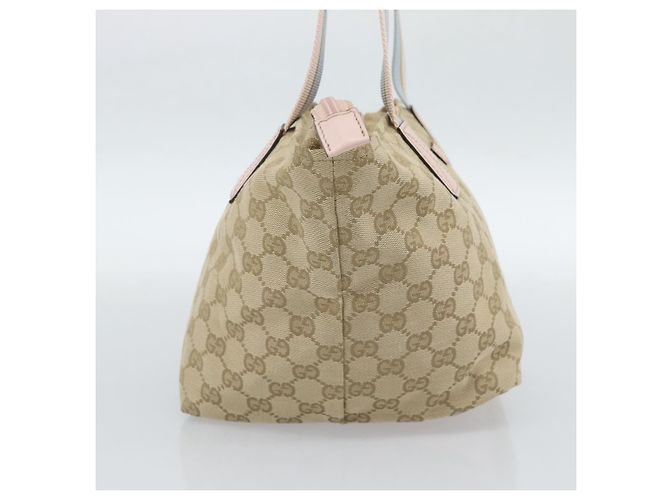 Borsa GUCCI GG Canvas Beige Oro 131228 Auth 186594 D'oro - vista 4