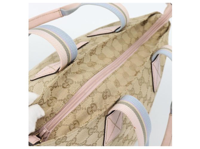 Borsa GUCCI GG Canvas Beige Oro 131228 Auth 186594 D'oro - vista 6
