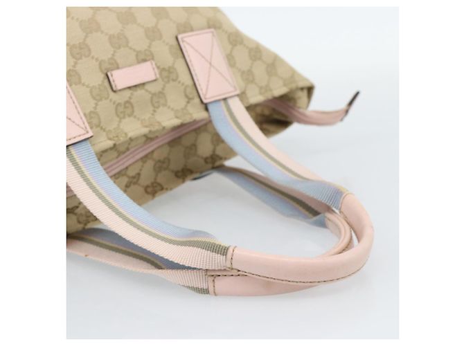 Borsa GUCCI GG Canvas Beige Oro 131228 Auth 186594 D'oro - vista 7