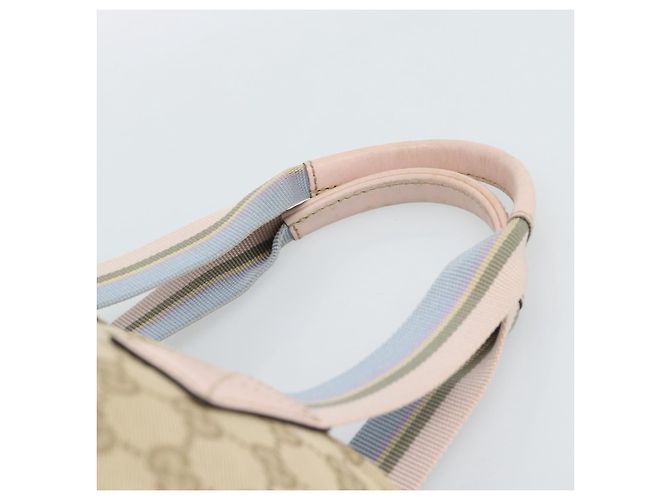 Borsa GUCCI GG Canvas Beige Oro 131228 Auth 186594 D'oro - vista 8