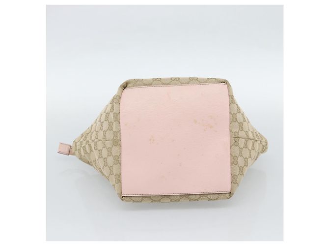 Borsa GUCCI GG Canvas Beige Oro 131228 Auth 186594 D'oro - vista 9