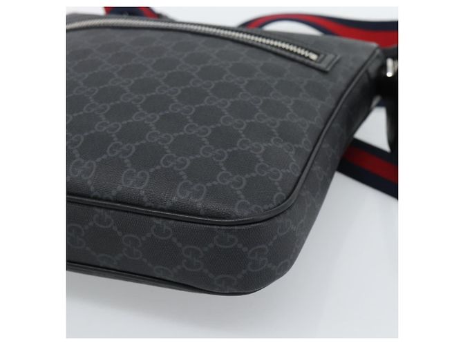 Borsa a tracolla GUCCI GG Supreme Sherry Line PVC Nero Argento 792081 Auth 188961 - vista 10