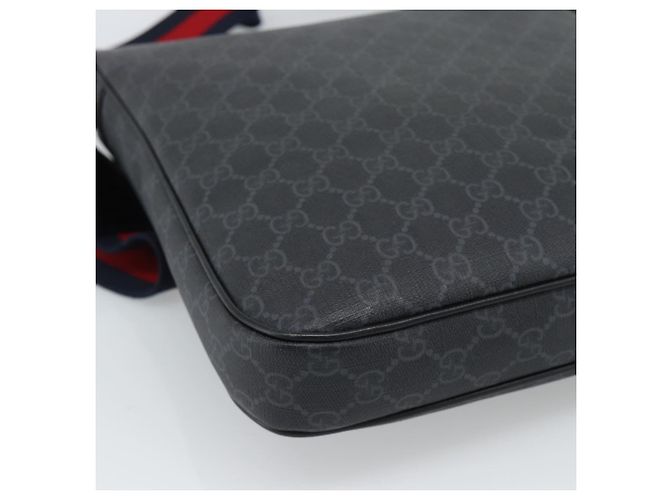 Borsa a tracolla GUCCI GG Supreme Sherry Line PVC Nero Argento 792081 Auth 188961 - vista 13
