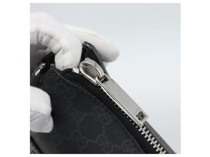 Borsa a tracolla GUCCI GG Supreme Sherry Line PVC Nero Argento 792081 Auth 188961 - vista 14