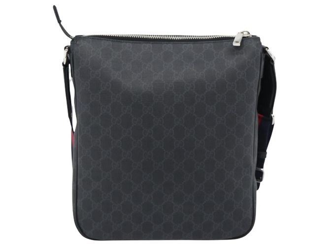 Borsa a tracolla GUCCI GG Supreme Sherry Line PVC Nero Argento 792081 Auth 188961 - vista 3