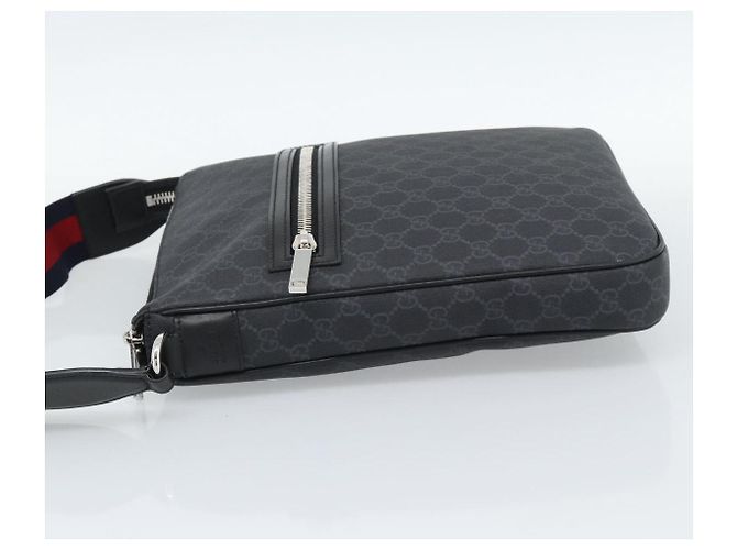 Borsa a tracolla GUCCI GG Supreme Sherry Line PVC Nero Argento 792081 Auth 188961 - vista 4